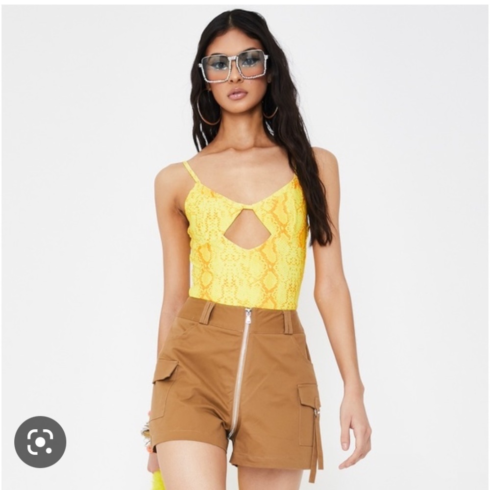 Tiger Mist Yellow and Orange Snake skin print bodysuit in‎ size extra small